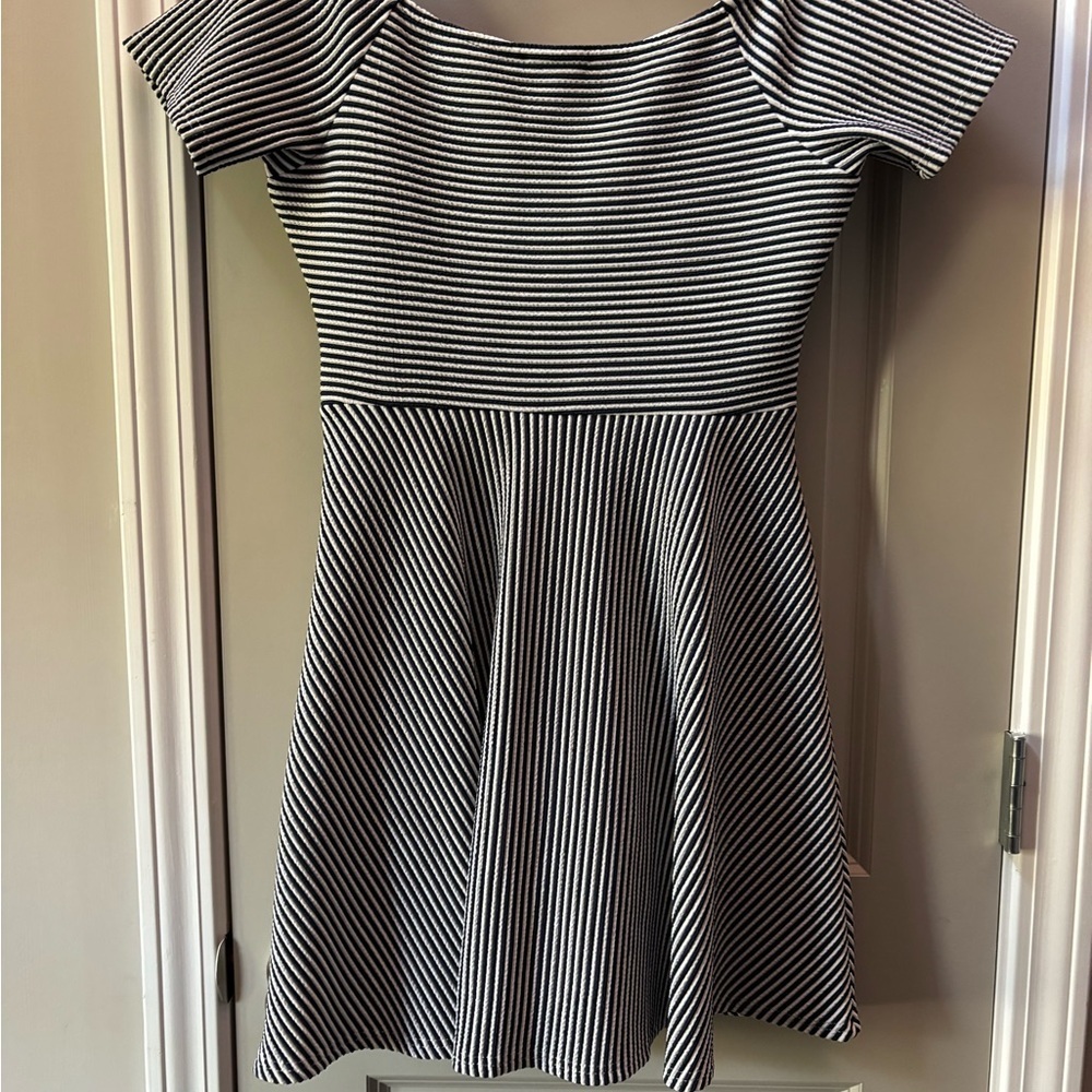 NWT Love Riche Navy Blue and White Striped Mini Dress - Picture 5 of 8